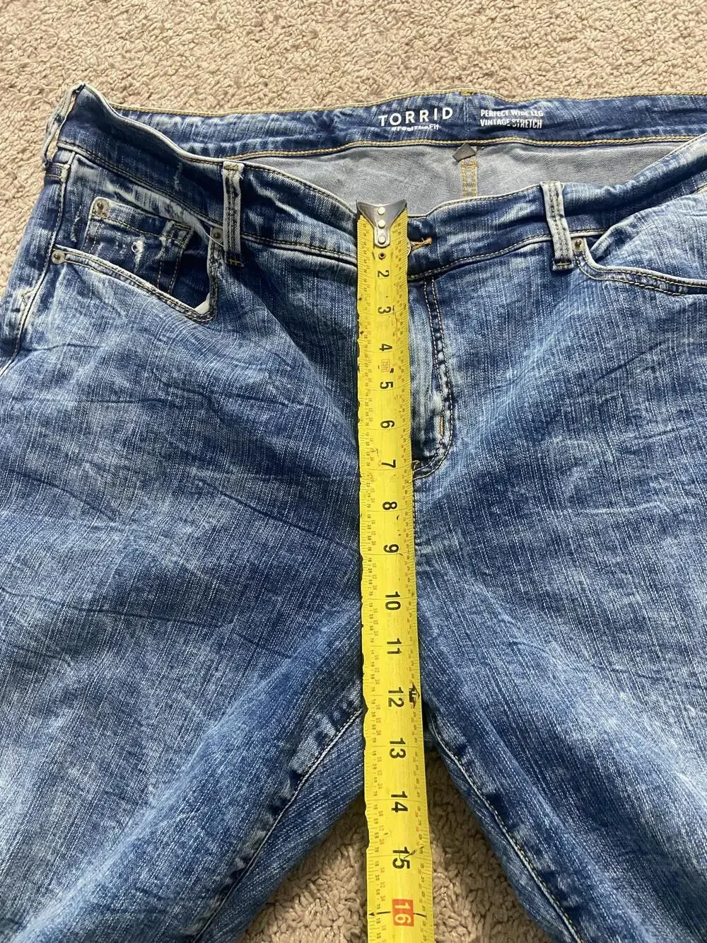Torrid Perfect Wide Leg Jeans Womens 20R Blue Vintage Stretch Distressed Plus